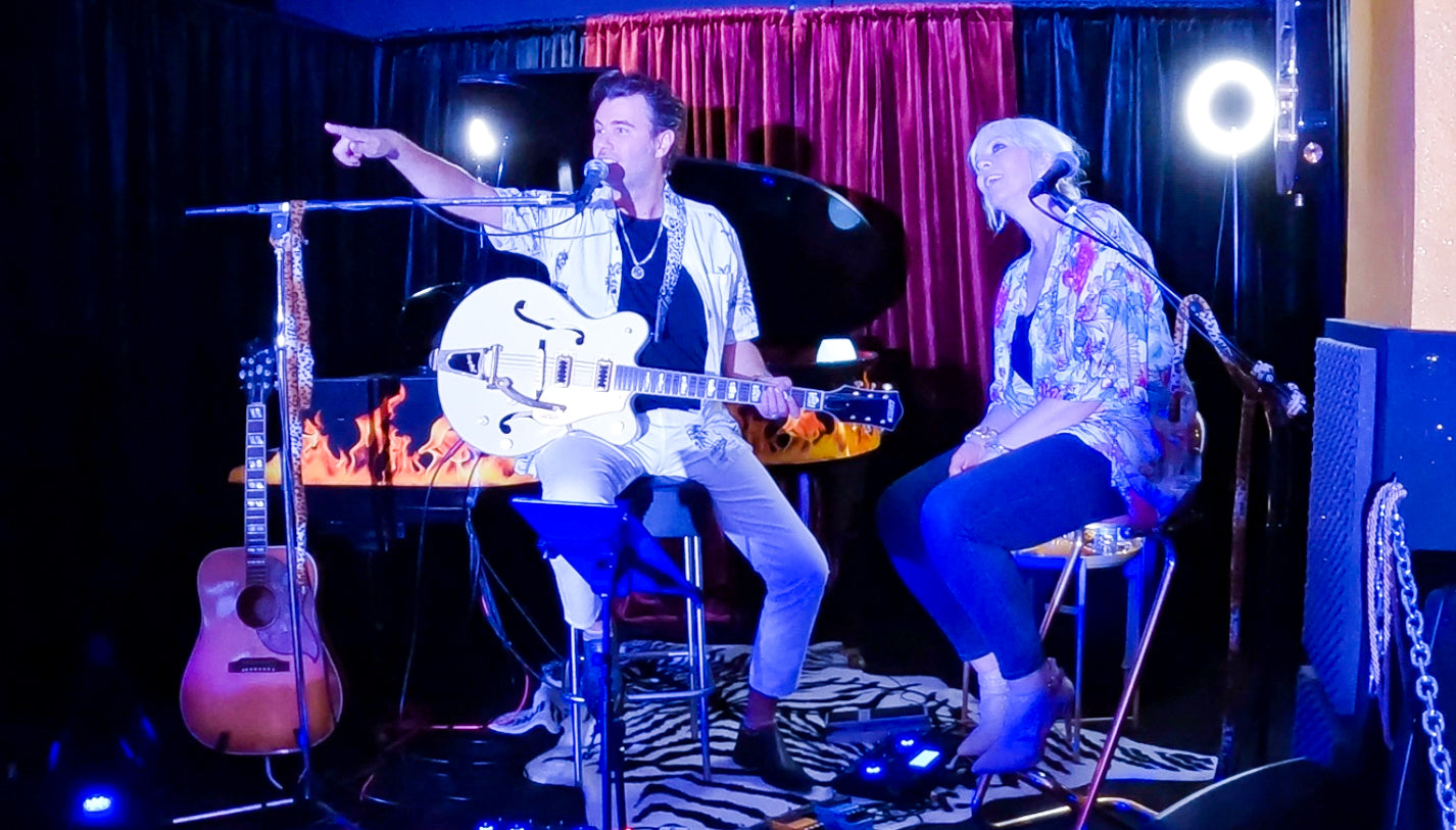 Marian Aas Hansen and Zelimir Kulisic performing at their M&Z Studio, Gran Canaria